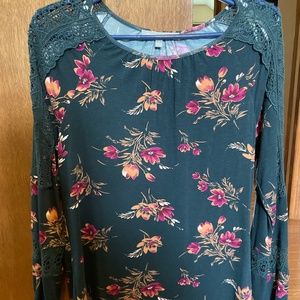 daniel rainn mini crochet trim cotton blend knit top